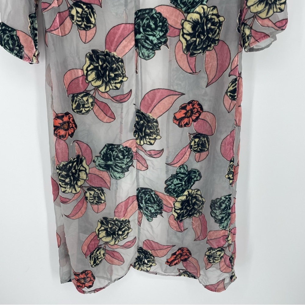 En Creme Kimono Floral Robe sheer Pink Bohemian - Picture 7 of 8